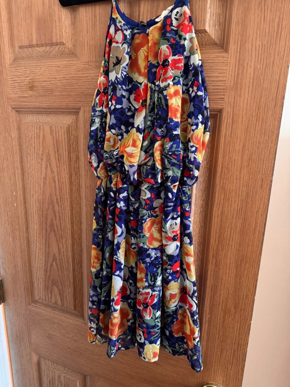 Floral Sleeveless mini Dress in Navy, Yellow & Red